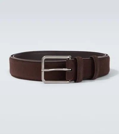 Loro Piana Monterey 3.2cm Suede Belt In Brown