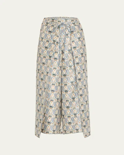Loro Piana Maynard Cardo Veneziano Printed Silk Trousers In Blue