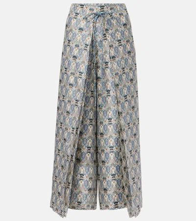Loro Piana Maynard Silk Shantung Wide-leg Pants In Multi