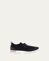 Loro Piana 360 Flexy Walk Leather-trimmed Knitted Wool Sneakers In Blue