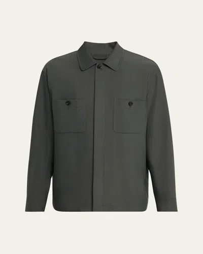 Loro Piana Men's Alfred Linen And Mohair Overshirt In Sea Oak