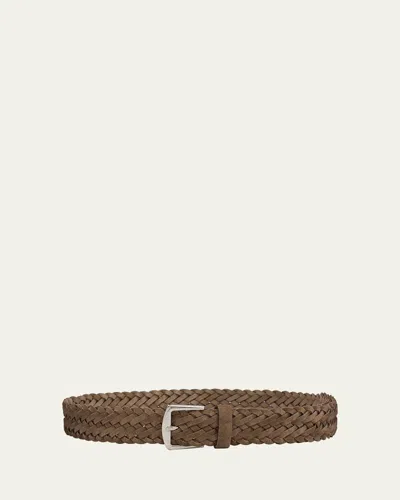 Loro Piana Men's Alsavel Braided Suede Belt In H0x4 Dusk