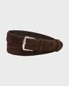 Loro Piana Men's Alsavel Suede Belt In Brown