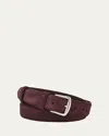 Loro Piana Men's Alsavel Suede Belt In Dark Purple