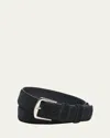Loro Piana Men's Alsavel Suede Belt In Navy