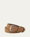 Loro Piana Men's Alsavel Suede Belt In Taupe