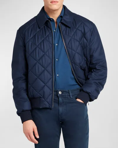 Loro Piana Men's Ampay Quilted Wool Bomber Jacket In W000 Blue Navy