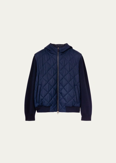 Loro Piana Men's Ampay Quilted Wool Bomber Jacket In W000 Blue Navy