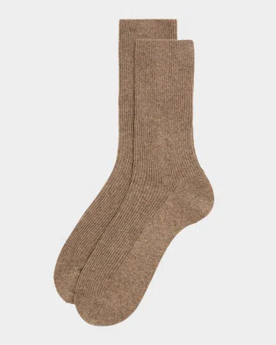 Loro Piana Ribbed Cashmere-blend Socks In Brown