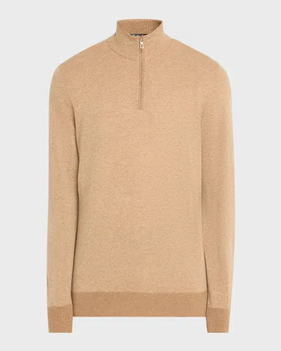Loro Piana Men & Apos;s Roadster 1/4-zip Cashmere Sweater In Brown
