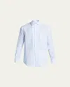 Loro Piana Men's Andre Arizona Summer Stripe Linen Sport Shirt In Azure Micro Stripe