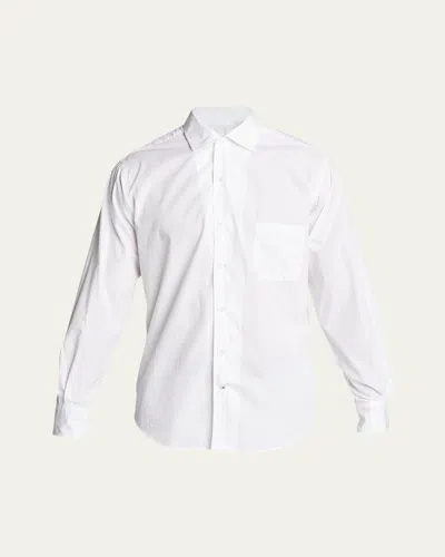 Loro Piana Men's Andre Cotton Poplin Shirt In Optical White