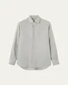 Loro Piana Men's Andre Long-sleeve Linen Shirt In Gray