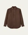 Loro Piana Men's Andre Long-sleeve Linen Shirt In Brown