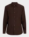 Loro Piana Men's Andre Long-sleeve Linen Shirt In Burgundy