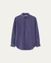 Loro Piana Men's Andre Long-sleeve Linen Shirt In Dark Eclipse