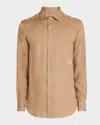 Loro Piana Men's Andre Long-sleeve Linen Shirt In Dov6 Amazonian Nut
