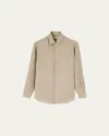 Loro Piana Men's Andre Long-sleeve Linen Shirt In Grain Beige