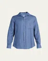 Loro Piana Men's Andre Long-sleeve Linen Shirt In Infinity Blue