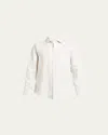 Loro Piana Men's Andre Long-sleeve Linen Shirt In Pelican Grey