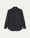 Loro Piana Men's Andre Long-sleeve Linen Shirt In Blue Navy