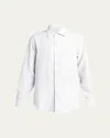Loro Piana Men's Andre Long-sleeve Linen Shirt In Optical White