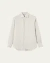 Loro Piana Men's Andre Long-sleeve Linen Shirt In Pelican Grey