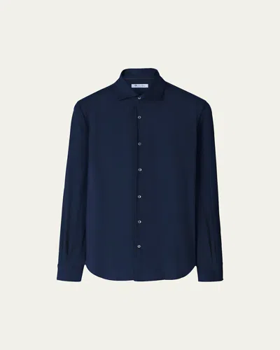 Loro Piana Men's Andrew Jersey Sport Shirt In Blue/navy