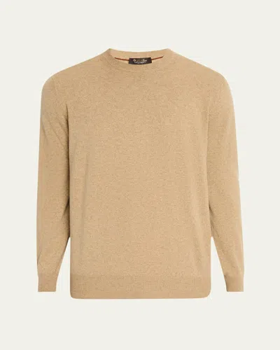 Loro Piana Men's Baby Cashmere Crewneck Sweater In Brown