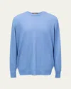 Loro Piana Men's Baby Cashmere Crewneck Sweater In Medium Blue