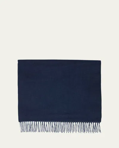Loro Piana Men's Baby Cashmere Fringe Scarf In C03y Eclipse Blue/em