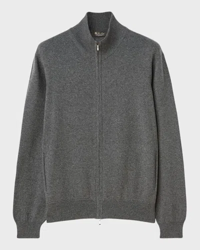 Loro Piana Cashmere Zip-up Sweater In Gray