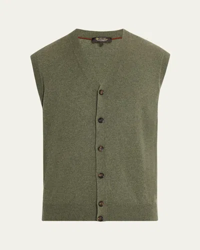Loro Piana Men's Baby Cashmere Knit Classic-fit Vest In Green