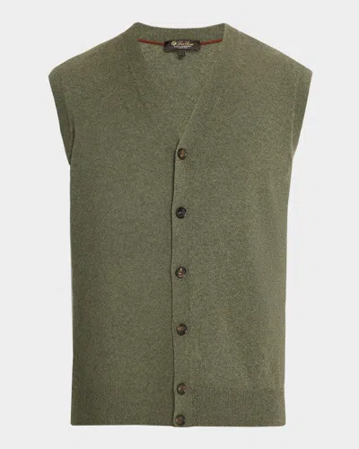 Loro Piana Men's Baby Cashmere Knit Classic-fit Vest In Green