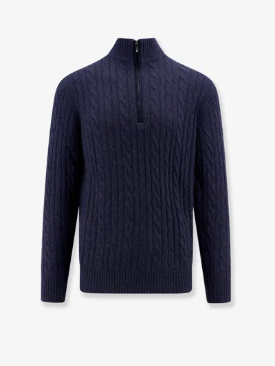 Loro Piana Men Baby Cashmere Sweater In Blue