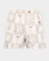 Loro Piana Men's Bay Aperitivo-print Drawstring Shorts In White