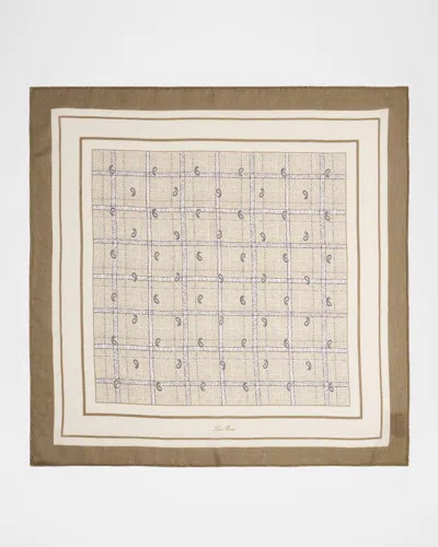 Loro Piana Men's Boteh Cashmere And Silk Pocket Square