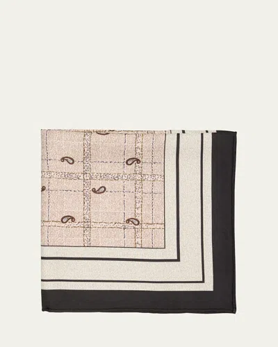 Loro Piana Men's Boteh Silk Twill Square Scarf In T1oo Light Taupepal