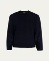 Loro Piana Men's Breia Cashmere And Wool Raw-edge Crewneck Sweater In Blue