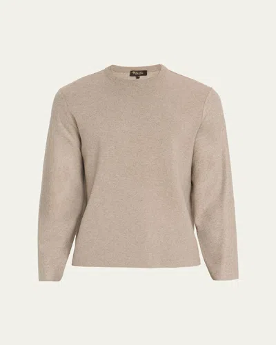 Loro Piana Men's Breia Cashmere And Wool Raw-edge Crewneck Sweater In Neutral