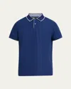 Loro Piana Men's Brentwood Tipped Jersey Pique Polo Shirt In W437 Blue Ribbon