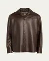 Loro Piana Men's Bruno Leather Overshirt Jacket In Dark Cocoa