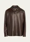 Loro Piana Men's Bruno Leather Overshirt Jacket In H0iu Dark Cocoa