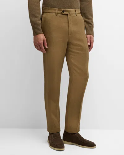 Loro Piana Men's Carlo Antigua Flax Trousers In 511d Dusty Khaki