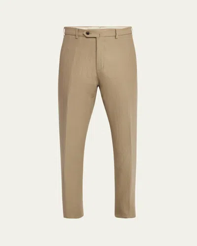 Loro Piana Men's Carlo Antigua Flax Trousers In D0sc Elm Wood