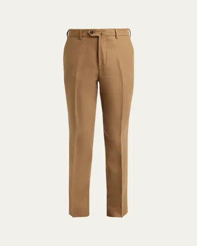 Loro Piana Men's Carlo Antigua Flax Trousers In Dusty Khaki