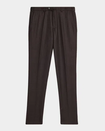 Loro Piana Men's Carlo Cashmere Flannel Trousers In Black