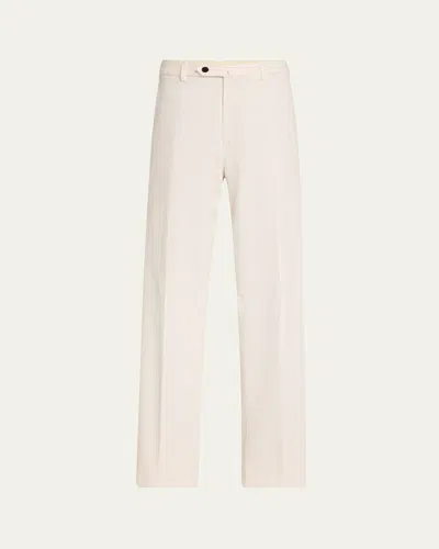 Loro Piana Men's Carlo Hyannis Straight Cotton Trousers In Optical White