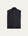 Loro Piana Men's Cashmere Button-up Vest In Blue Navy/grey Melange