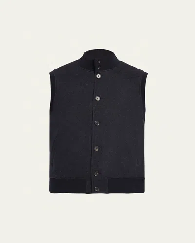 Loro Piana Men's Cashmere Button-up Vest In Blue Navy/grey Melange